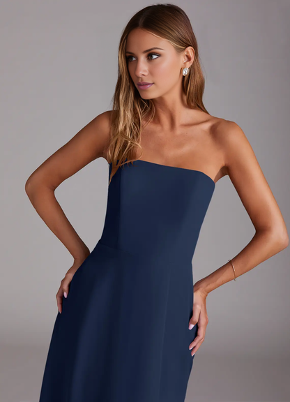 A-line side seam chiffon side slit and floor length bridesmaid dress - Dress