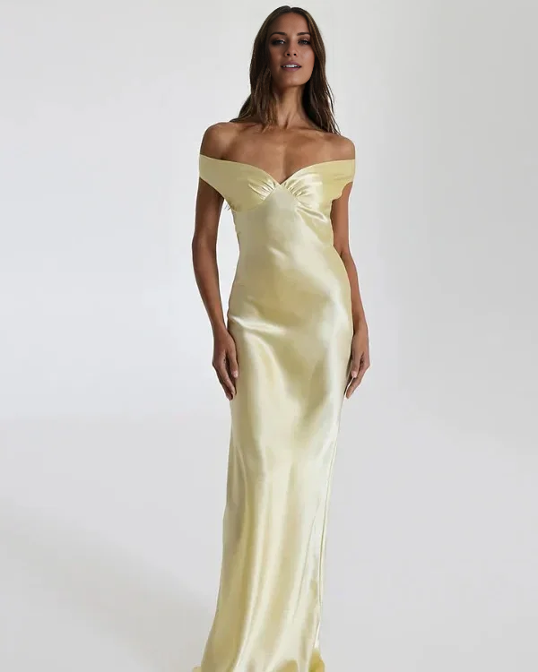 Light Yellow Sweetheart Off Shoulder Ball Dress
