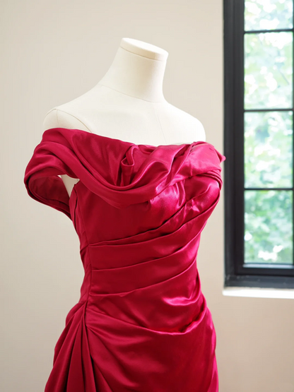 Red off-the-shoulder fitted long ball gown/bridal dress R8479