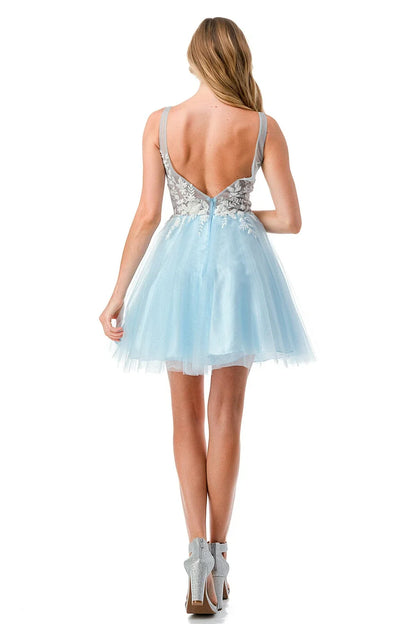 Flower decal short sleeveless illusion tight corset dress