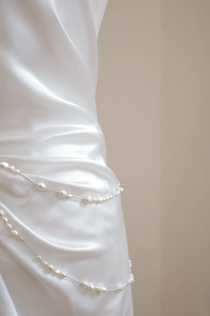White halter-neck, fitted waist, backless, sexy long ball gown/bridal dress R8519