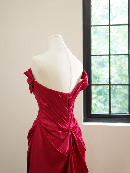 Red off-the-shoulder fitted long ball gown/bridal dress R8479