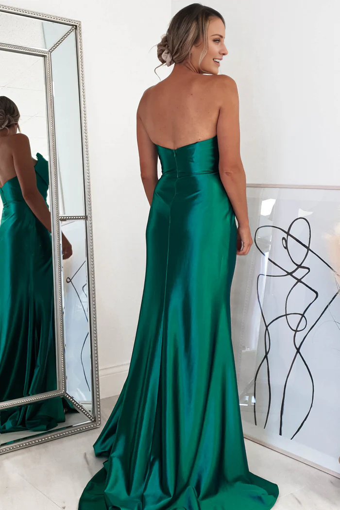Off shoulder collar strapless side slit and floor length Prom Dress - Dress