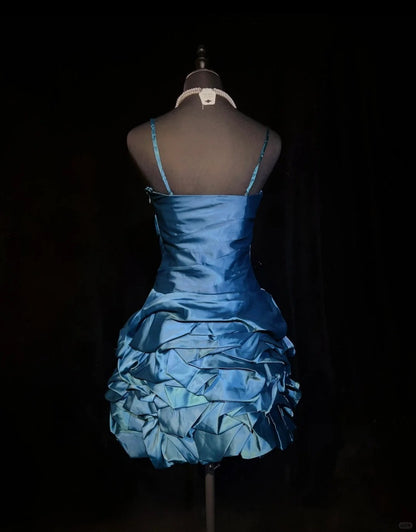 Blue Beaded Short Homecoming Dress Prom Dress Evening Dress gh4364