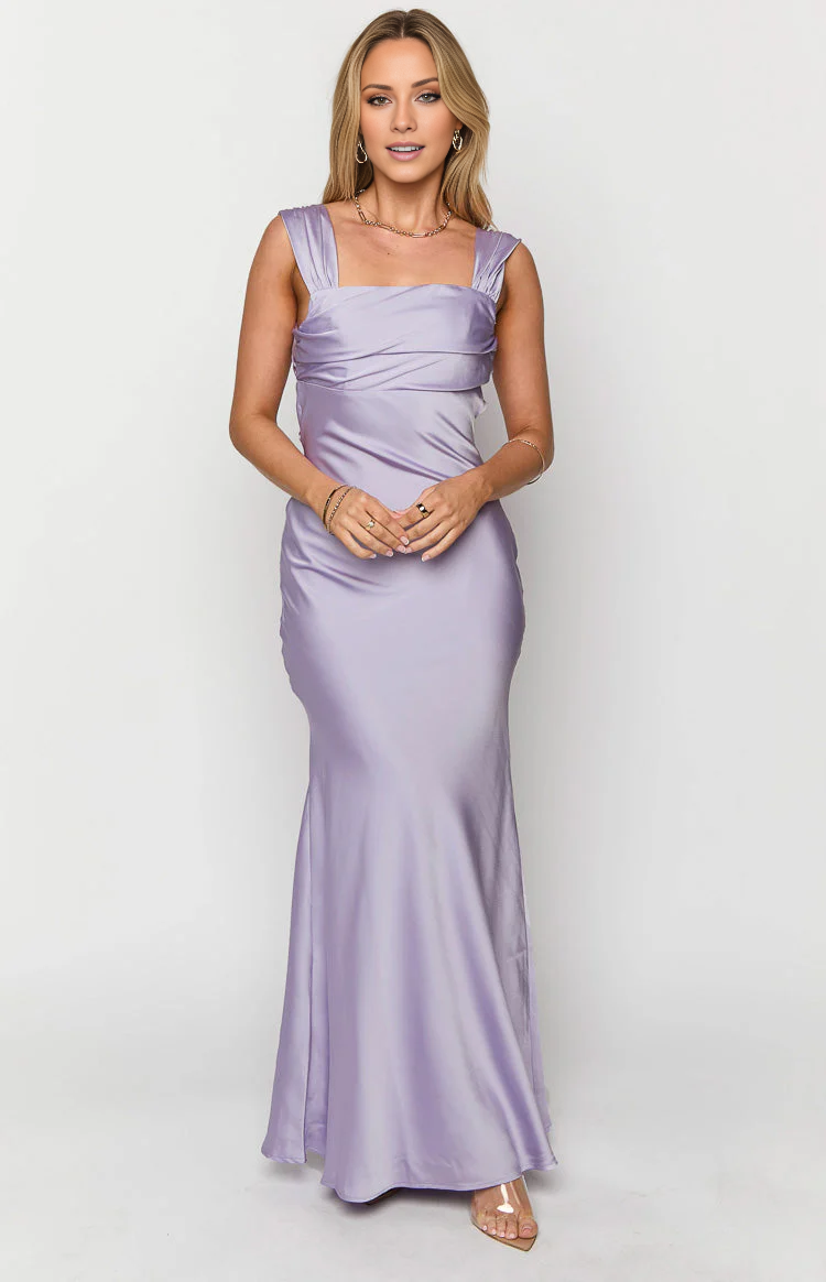 - Square neckline backless thin shoulder strap back strap Maxi length prom dress