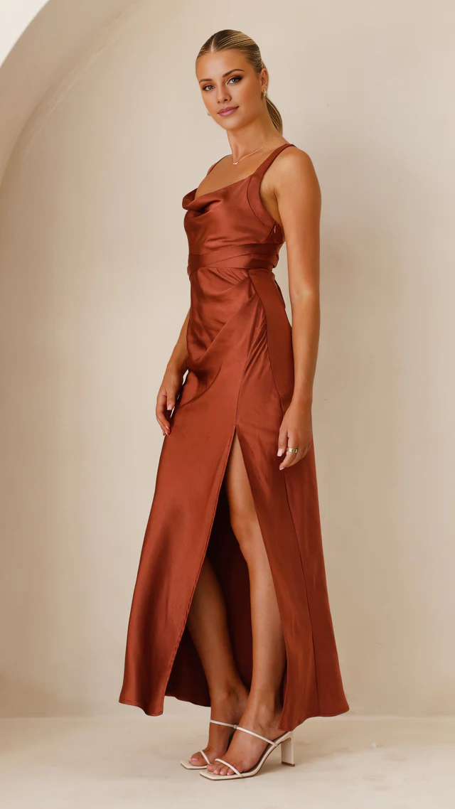collar with exposed back and side slit long Prom dress