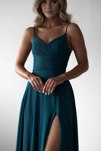 Thin shoulder strap with open back and floor length Prom Dress - Dress