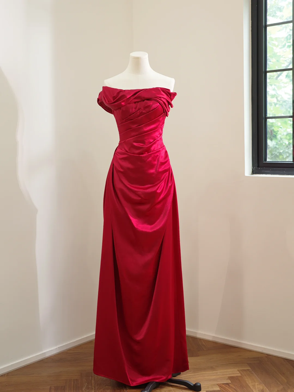Red off-the-shoulder fitted long ball gown/bridal dress R8479