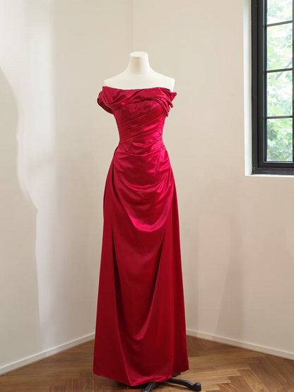 Red off-the-shoulder fitted long ball gown/bridal dress R8479