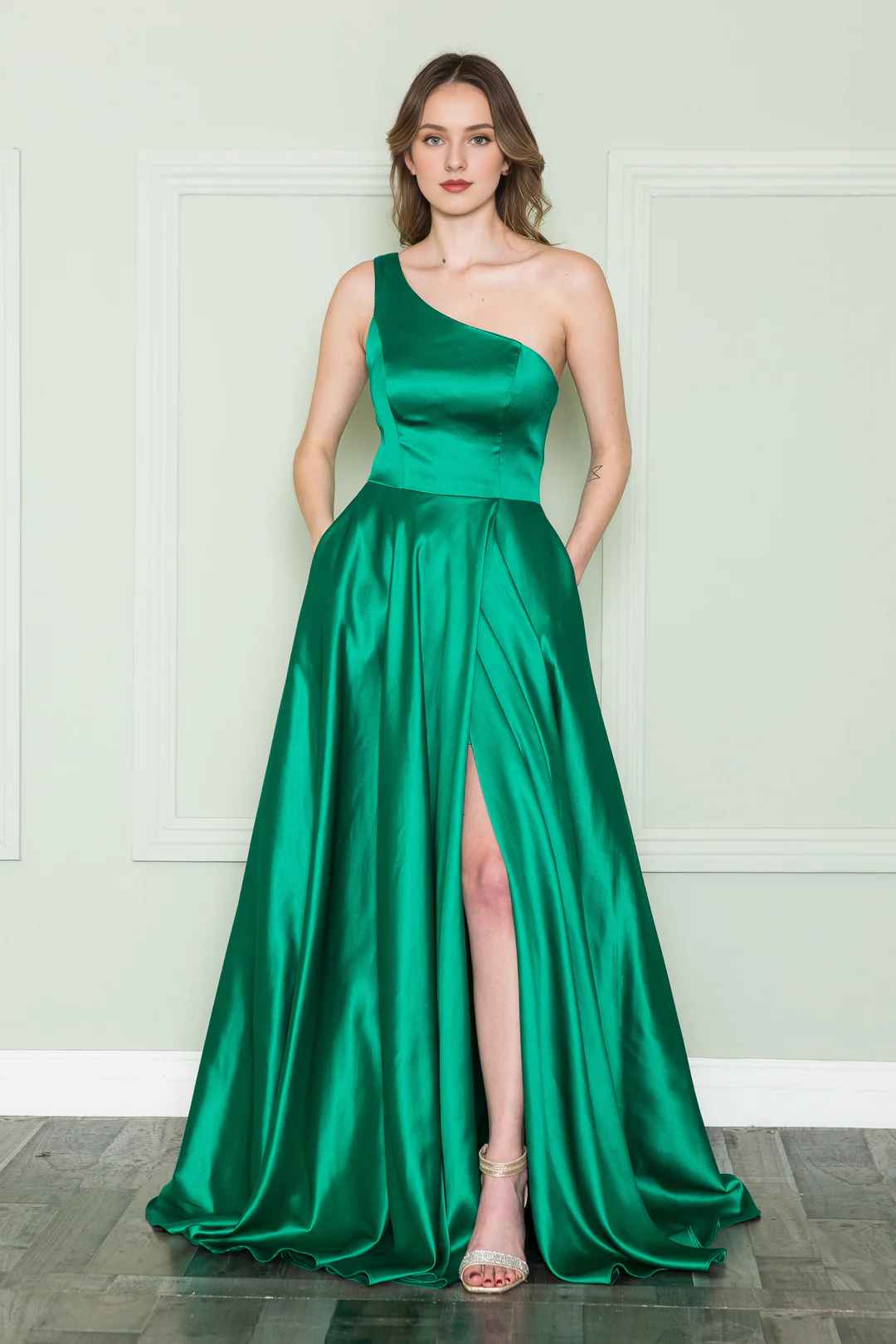 Long one shoulder A-line dress