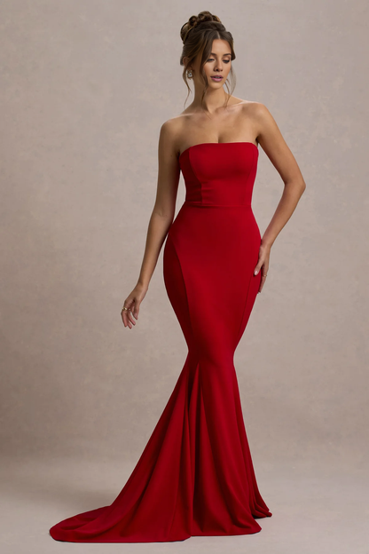 Mermaid strapless strapless backless and floor length evening dress - Dress