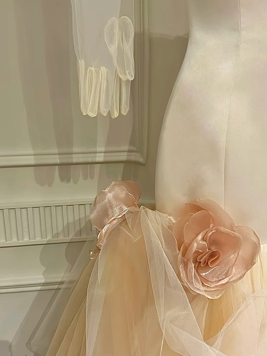 Girlhomeshops-Beautiful mermaid wedding dress floral long elegant tulle wedding dress prom dress gh5437