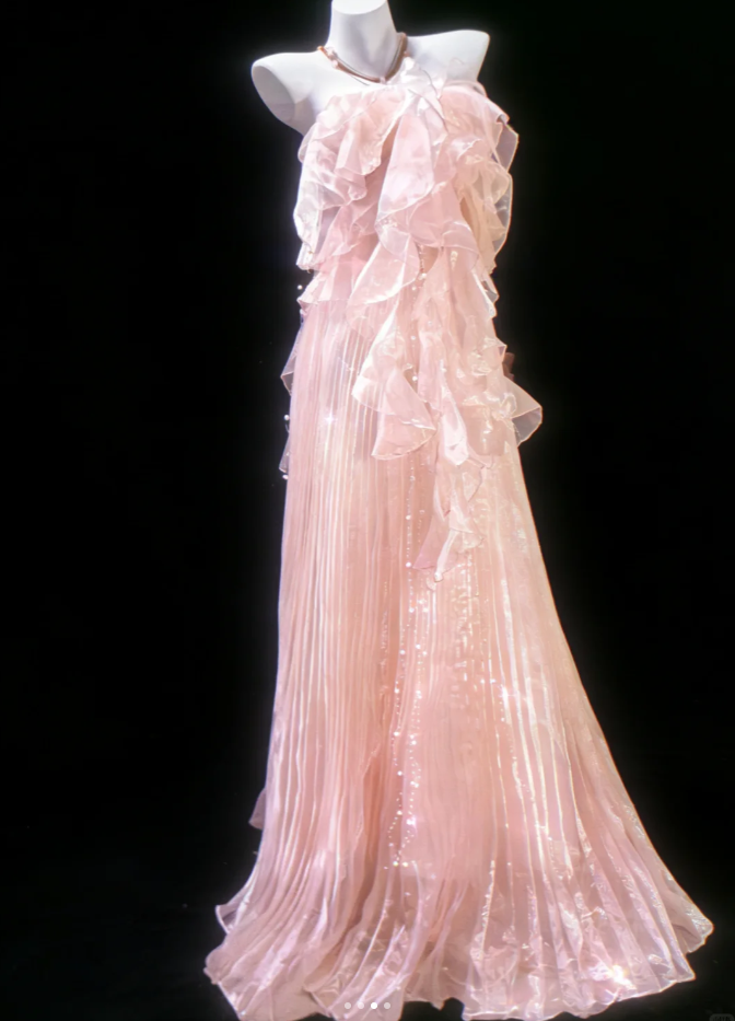 Classy Strapless Pink Tulle Pleated Ruffles Mermaid Long Prom Dress Party Dress Birthday Evening Dress SP1488