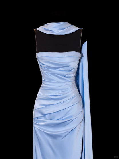 Girlhomeshops-Blue exquisite beading fashion long satin prom dress evening dress party dress gh5379
