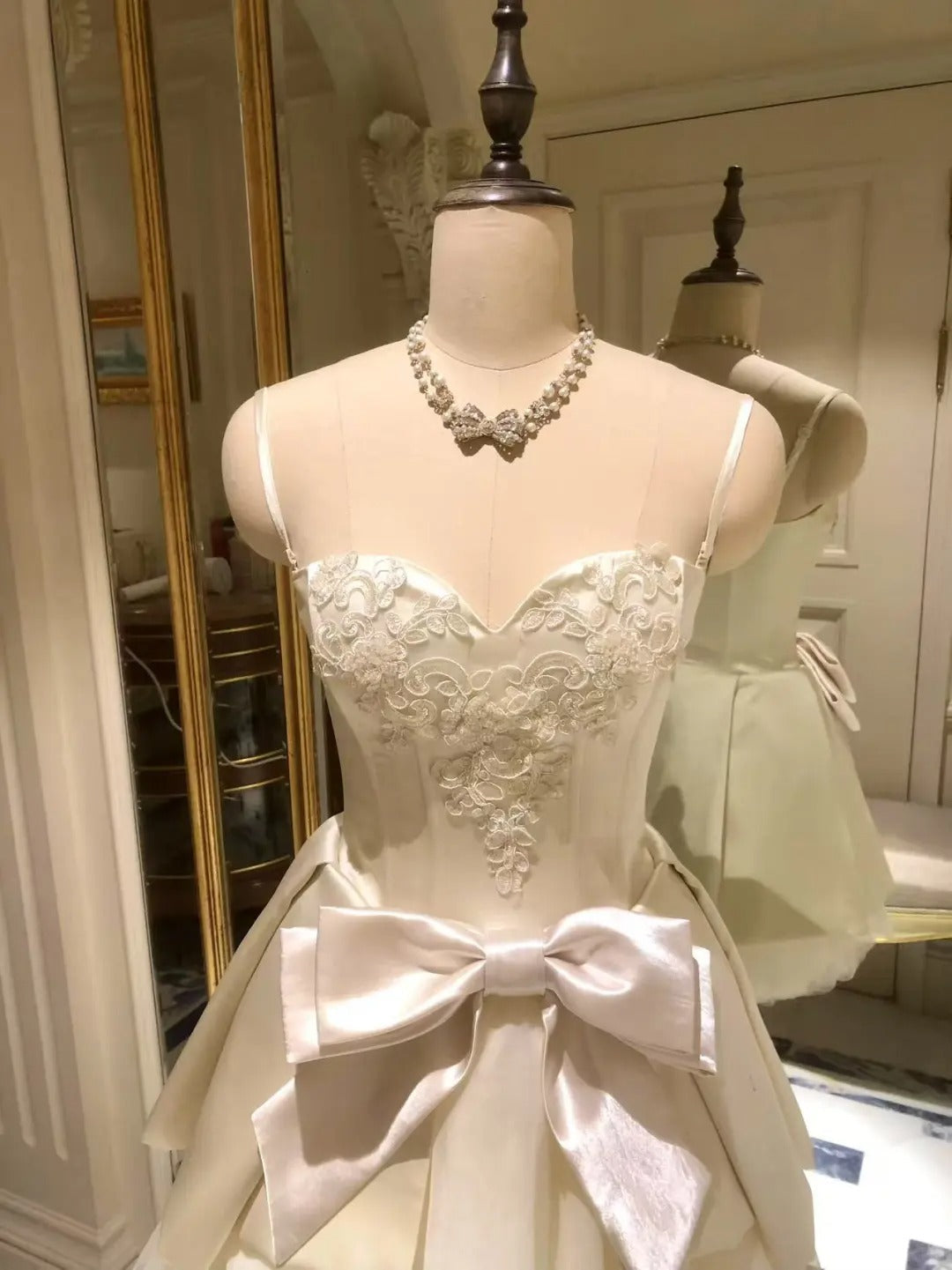 Girlhomeshops-White bow short satin tulle homecoming dress birthday party dress eighth grade dress gh5292