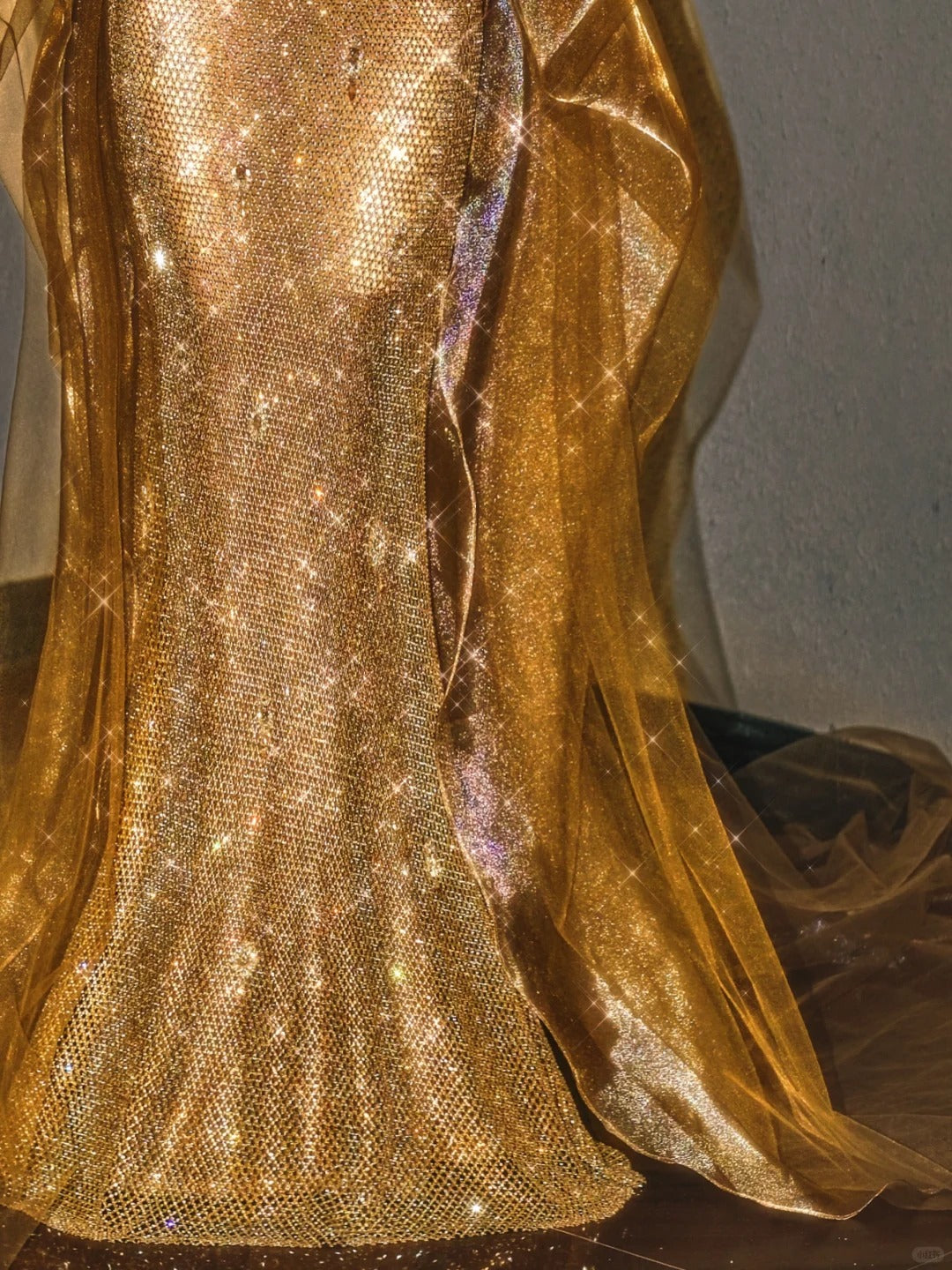 Girlhomeshops--Gold gorgeous sparkling exquisite beaded mermaid long prom dress gh5488