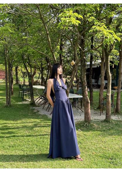 Cute Halter A-Line Black White Striped Butterfly Bow V-Neck Long Evening Dress Birthday Party Gown