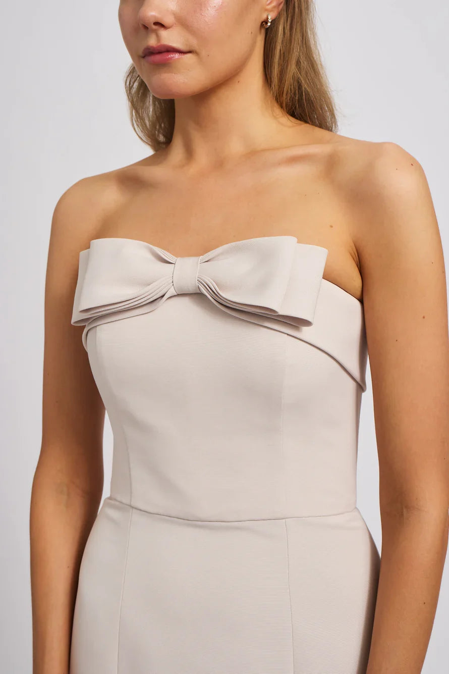 off shoulder collar sleeveless strapless backless and floor length Prom dress