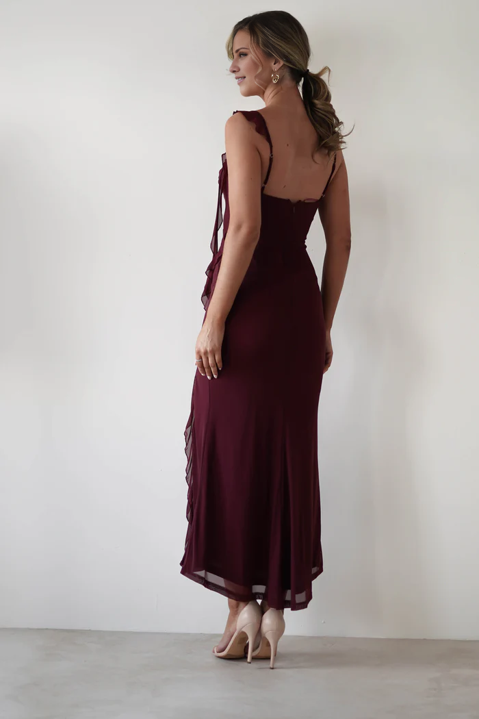 Square neck thin shoulder strap off shoulder long Prom dress - Dress