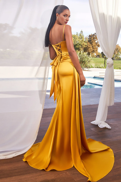 Fitted slit skirt with beaded sleeveless satin dress