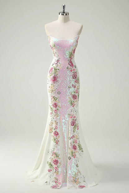 Light pink strapless fitted mermaid skirt ball gown, bridal gown R8641