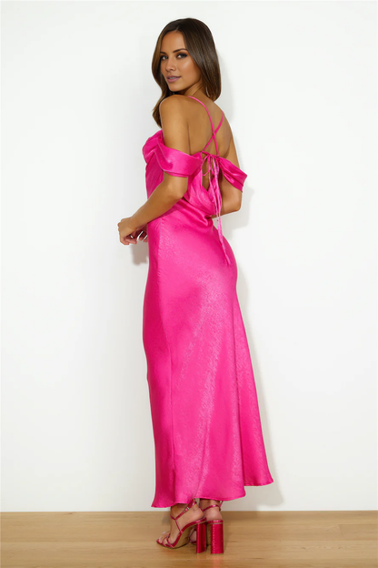 off shoulder collar thin shoulder strap backless long style Prom dress