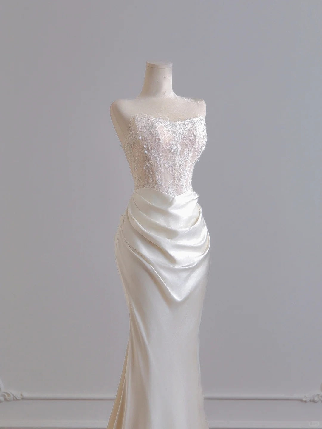 Girlhomeshops--✨Exquisite lace long floor-length satin prom dress wedding dress gh5481