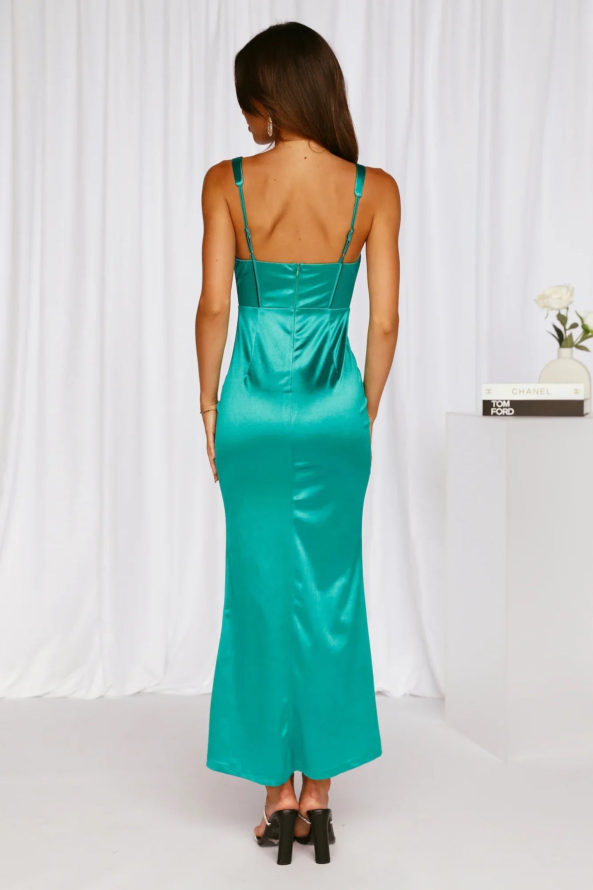 V collar slim tight corset backless long Prom dress