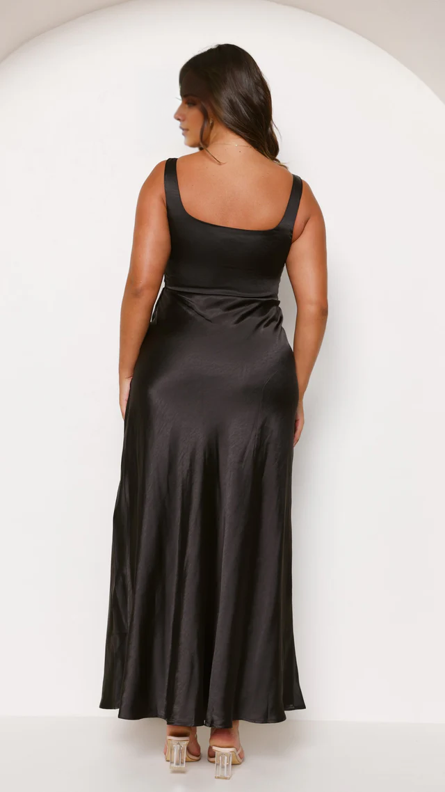 square neckline with backless side slit and floor length Prom dress