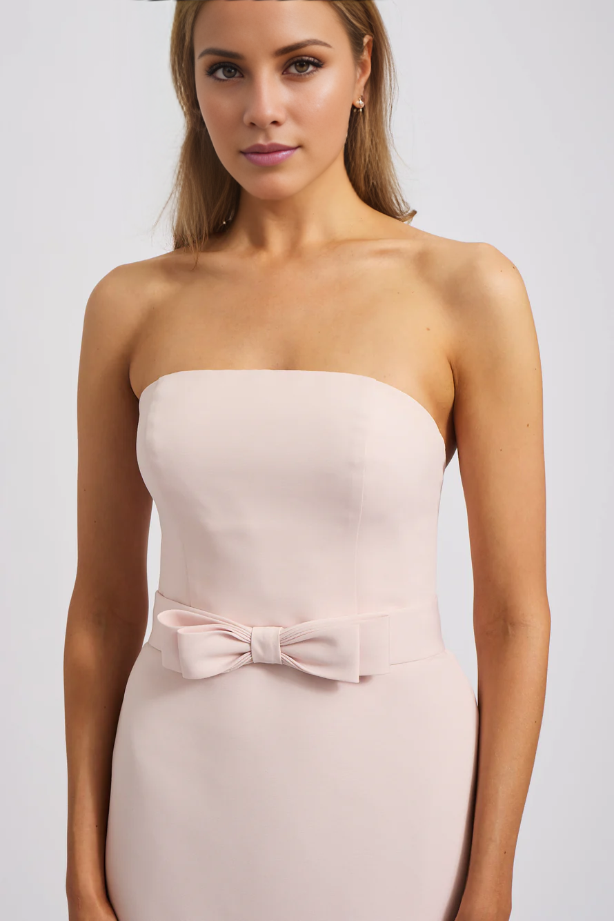 off shoulder collar sleeveless backless slit and floor length Prom dress