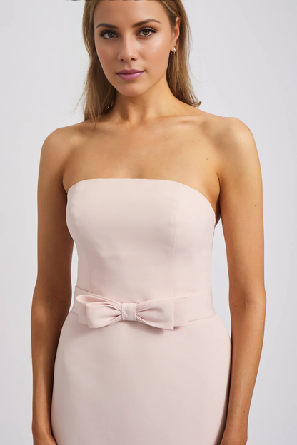 off shoulder collar sleeveless backless slit and floor length Prom dress