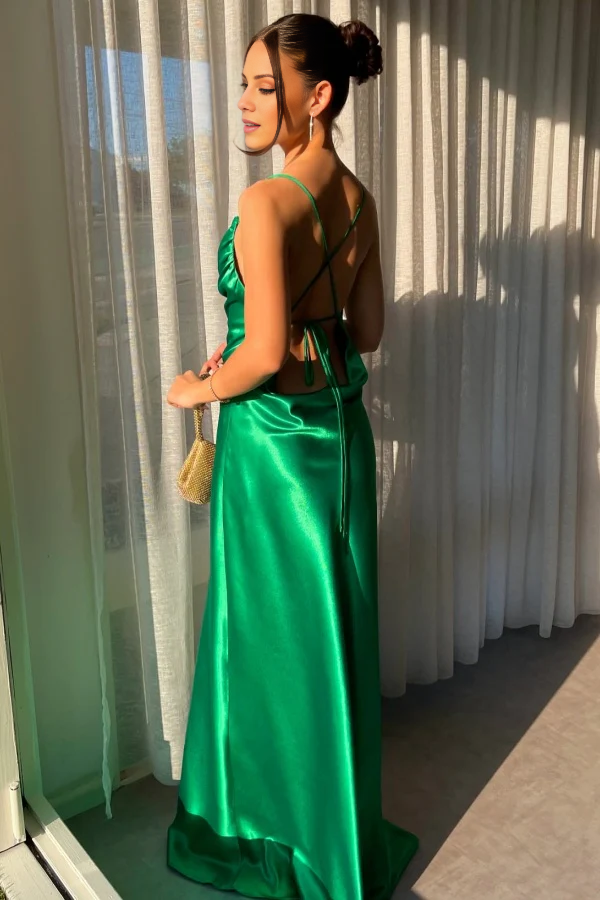 Minimally Tight Off Shoulder Sleeveless Cross Strap Evening Dress