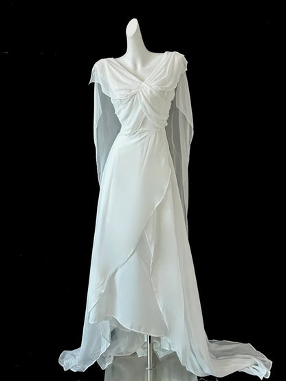 White Fairy Fashion Long Chiffon Prom Dress Evening Dress Party Dress gh4842