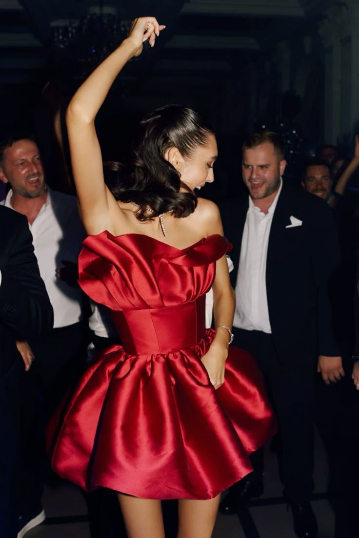 Girlhomeshops-Red Fashion Classic Basic Short Satin Homecoming Dress Birthday Dress gh5285