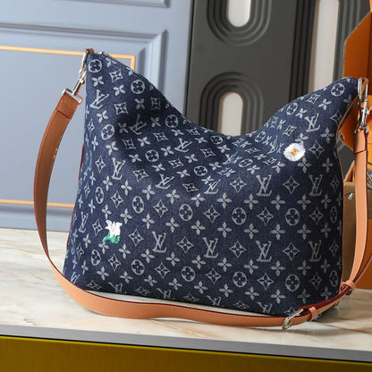 Louis Vuitton Vagabond Hobo Denim Blue 48Cm M27555