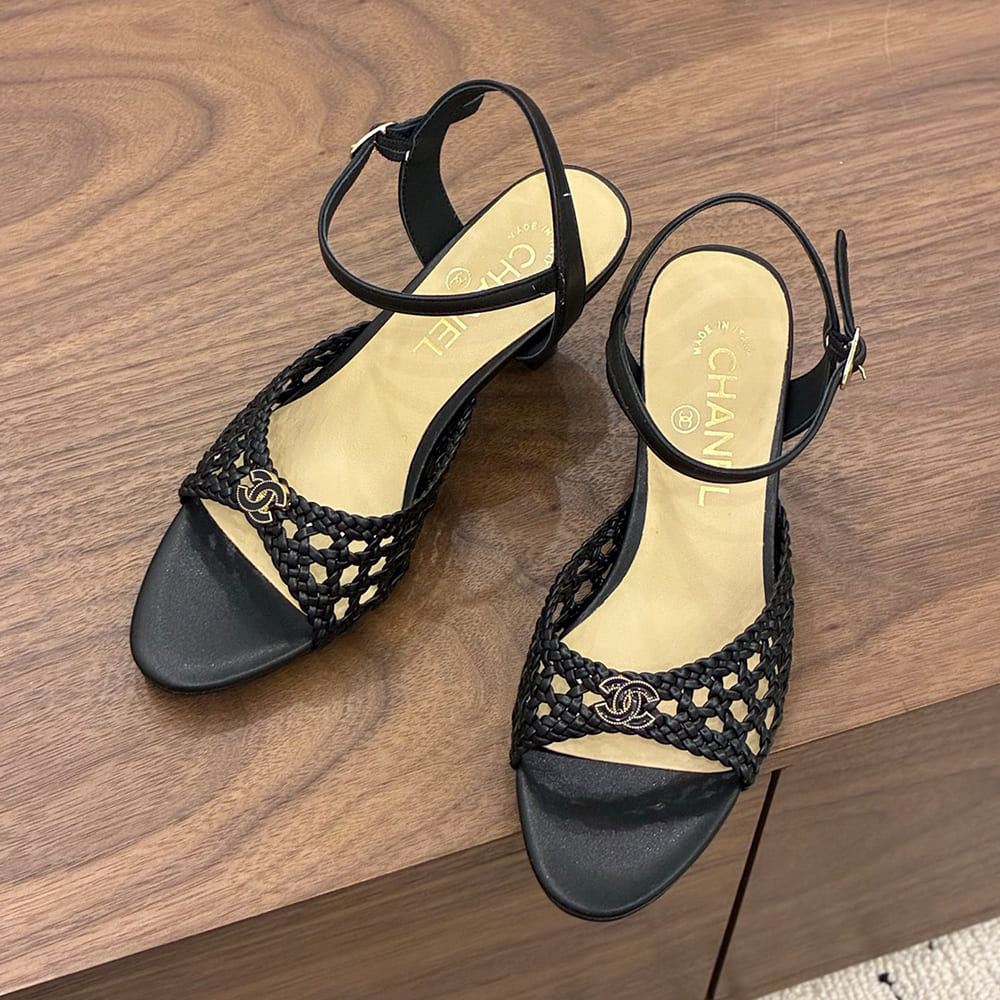 CHANEL Braided Ankle-Strap Sandals 260238