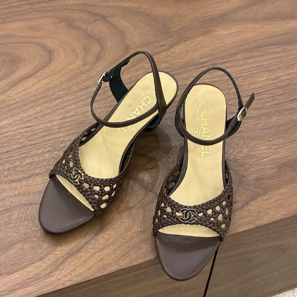 CHANEL Braided Ankle-Strap Sandals 360978