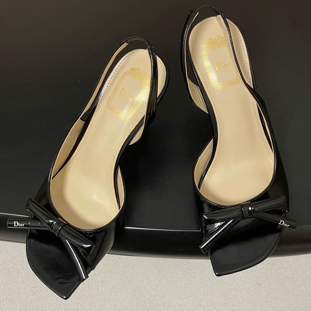 Dior Bow Heeled Slingback Sandal