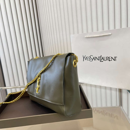 Saint Laurent Kate Medium Chain Bag In Grain De Poundre Khaki 28Cm 364021BOW0W1229
