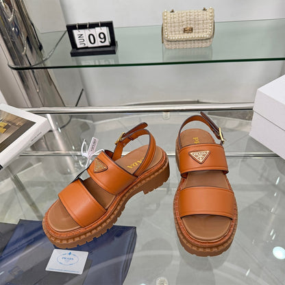 PRADA Leather Platform Sandals 137635