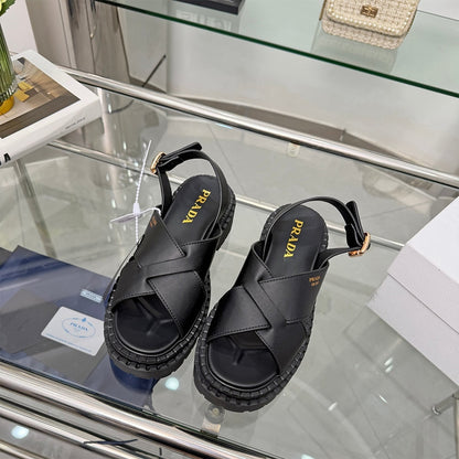 PRADA Crisscross Leather Sandals 914970