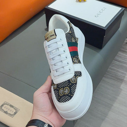 Gucci Screener GG High Top Sneaker In White And Black