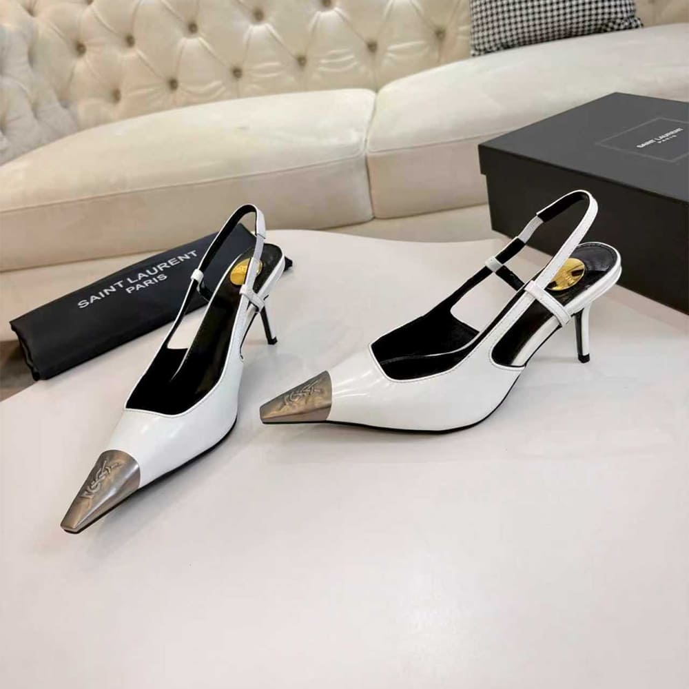YSL JEANNE slingback pumps in glazed leather