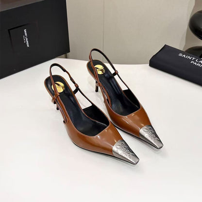 YSL JEANNE slingback pumps in glazed leather