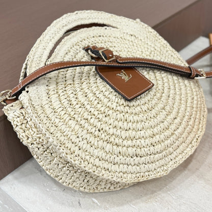 Louis Vuitton Around Me Shoulder Bag Raffia White 28Cm M25243