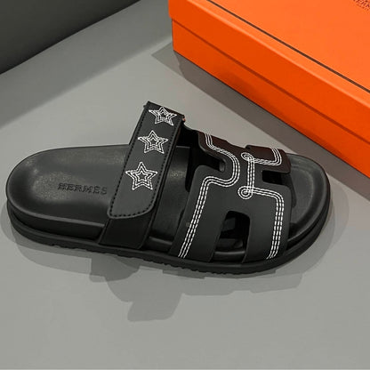 Hermes Chypre Sandal Star Stitched Noir H232142Z 02340