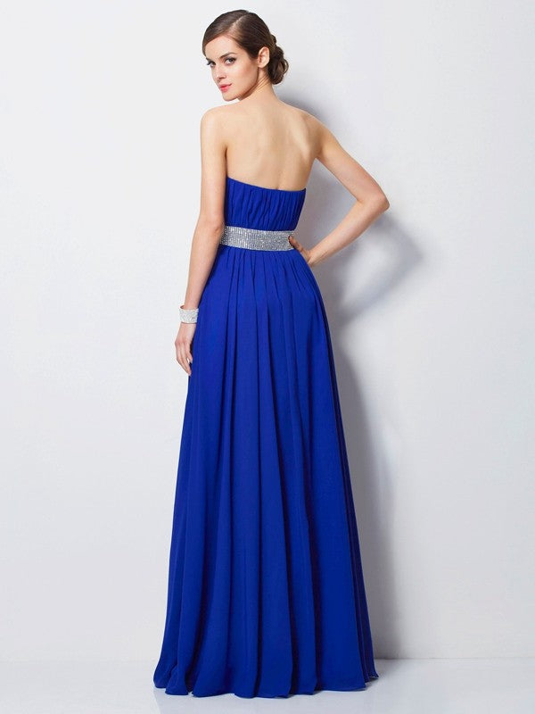 Empire Sweetheart Sleeveless Beading Long Chiffon Dresses