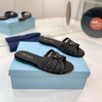 Prada Crochet Slides Black