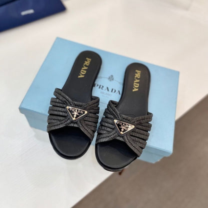 Prada Crochet Slides Black