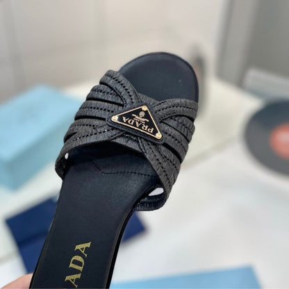 Prada Crochet Slides Black